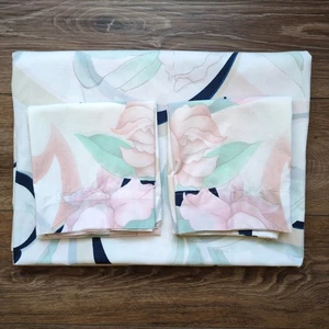 Vtg Springmaid Anastasia Queen Flat Sheet & 2 Pillowcases Andre Richard Floral - Picture 1 of 13