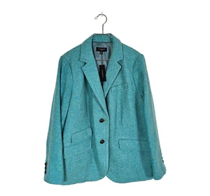 NWT $179 Talbots Women's 18W Turquoise Wool Blend Lined Classic Blazer Jacket - Picture 1 of 15