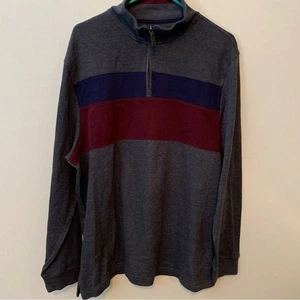 Club Room Gray Stripe Quarter Zip Pullover Mens Top - Picture 1 of 6