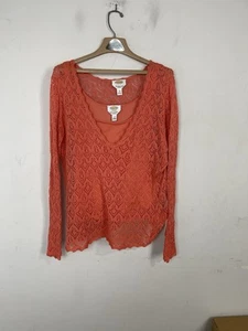 Conjunto Suéter Talbots Mujer XL Naranja Crochet Playa Costero Boho Festival Country - Imagen 1 de 10