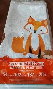 Wild One Woodland Animals Plastic Tablecloth 54" x 102" Birthday Tableware - Picture 1 of 3