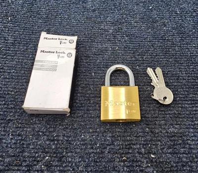 Master Lock 4140KA Padlock, Keyed Different, Standard Shackle, Rectangular Brass - Image 1 of 4