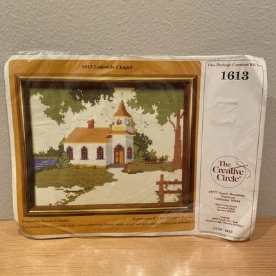 Lakeside Chapel Counted Cross Stitch Kit Vintage The Creative Circle #1613 - Image 1 of 4