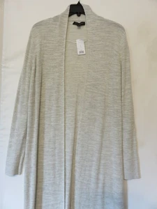 NEU Small Banana Republic gerippter Staubtuch langer offener Pullover hellgrau meliert - Bild 1 von 11