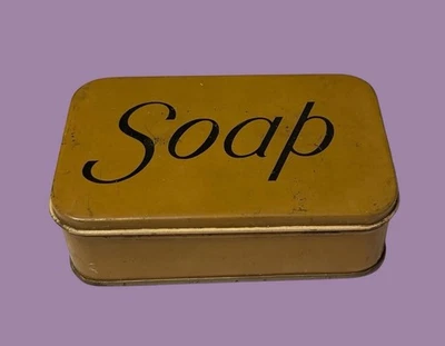 Caja de jabón de viaje de metal estaño de la Segunda Guerra Mundial de colección estuche con tapa con bisagras Foto 1 de 4