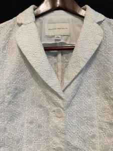 Banana Republic Blazer Jacket Women Size 10 White Eyelet Lace Embroidered Cotton - Picture 1 of 17