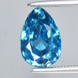 💎 4.33ct 9.8x6.7mm VVS Pear Natural Blue Zircon - Gentle Heat, Cambodia Gem - Picture 1 of 4