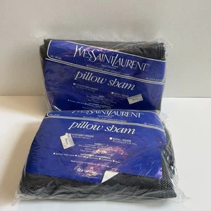 Vintage Yves Saint Laurent YSL Dan River Paar 2 Standard Kissenbezüge Schwarz Grau - Bild 1 von 3