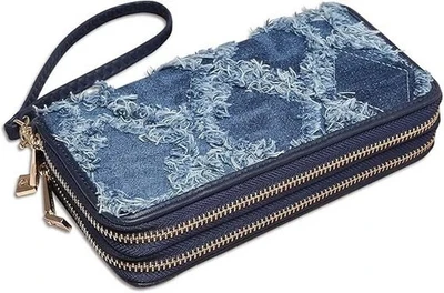 黑色星期五女式时尚双拉链钱包长钱包卡夹  — 第 1/4 张图片