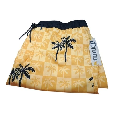 Corona Men's Yellow Blue Palm Trees Lined Swim Trunks Board Shorts XL 40/42  - Image 1 of 4