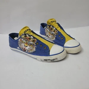 Vintage Grunge Y2K Tiger Blue Ed Hardy No Lace Slip On Shoes Size 10 Clean! - Picture 1 of 16