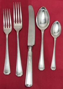 5 Pc Place Setting GRECIAN Silverplated FORK SPOON KNIFE Arthur Price of England - Picture 1 of 4