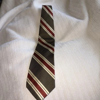 Gap Men’s 100% Silk Tie Brown-maroon Stripe - Image 1 of 4