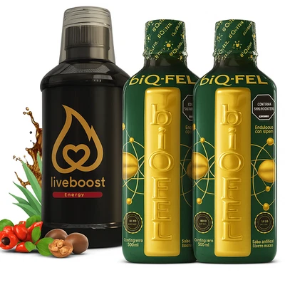 BIQ-FEL 2 x 500ml + LIVEBOOST 1 x 480ml Multivitamin. 3 Pack - "FREE SHIPPING" Foto 1 de 4