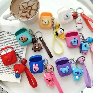 Silicone Case for Apple AirPods 1st/2nd Gen Cute Cover +Keychain - Picture 1 of 15