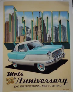Póster conmemorativo del 50 aniversario de NASH METROPOLITAN Detroit 2003 ¡Hermoso! - Imagen 1 de 3