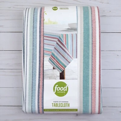 Food Network Fabric Tablecloth 60x84 Yarn Dye Stripe Cotton - Image 1 of 3