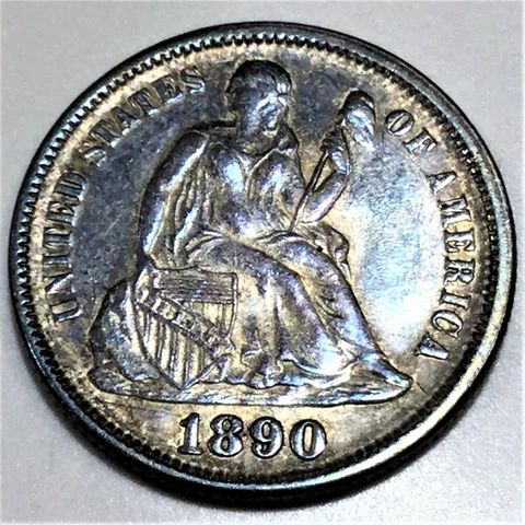1890 Seated Liberty Dime Beautiful AU+ Coin Rare Date Cover