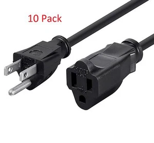 ( 10x ) 1-Ft UL Listed 16AWG 13A Power Extension Cable Cord Strip Outlet Saver  - Picture 1 of 1