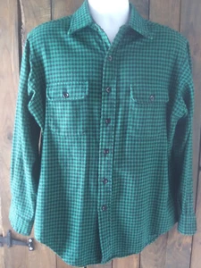 Vintage LL Bean Wolle-Nylon grün kariert LS Feldhemd Herren Lge 2 Taschen USA - Bild 1 von 18