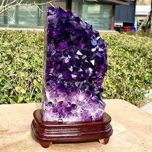Racimo de piedra punta cristal amatista brasileña natural 14,63 lb cuarzo druzy geod - Imagen 1 de 13