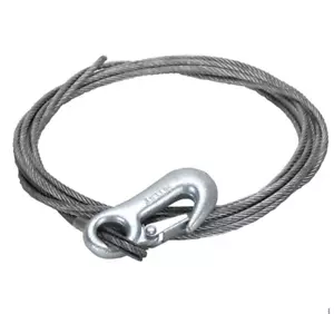 Boat Trailer Winch Wire - 4mm X 6.1m Galvanised Wire with Galv Snap Trail Hook - Picture 1 of 2