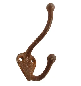Gancho de pared de hierro fundido triple brazo con pátina oxidada - Imagen 1 de 4