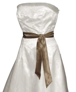 COFFEE TAUPE Satin Wedding Fancy Dress Party Ribbon Sash Wrap Tie Belt Band Bow - Picture 1 of 19