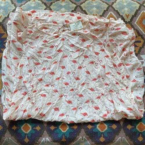 Abito Blaire Kate Spade New York stampa fenicottero all over taglia 10 seta tropicale