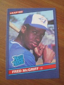 1986 Leaf # 28 Fred McGriff Rated Rookie Card Toronto Blue Jays ZB3