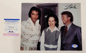Rara Foto Firmada 8X10 de Jimmy Carter y Rosalynn Carter con Elvis Presley-Psa - Imagen 1 de 6