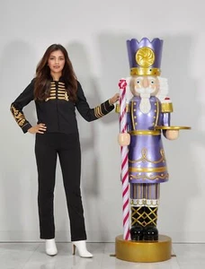 Large Nutcracker Statue Christmas Decor With Serving Tray 6.5FT Pastel Purple - Picture 1 of 13