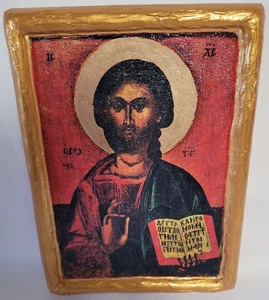 Jesus Christus katholisch & griechisch orthodox Ikone Kunst auf Holz Plakette ICXCNIKA 1165be - Bild 1 von 19