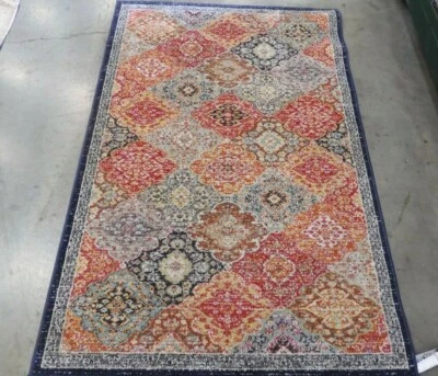 Alfombra ROJA/AQUA 4' X 6' Roscas Tiradas Precio Reducido 1172612607 MTG281Q-4 Foto 1 de 4