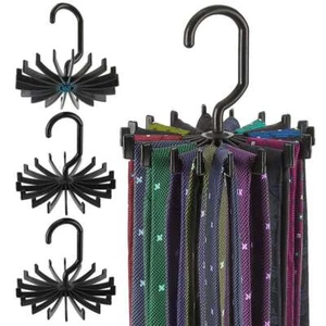 3X Neck Tie Rack 360° Adjustable Hanger Organizer Scarf Belt Hook Storage Holder - Picture 1 of 12
