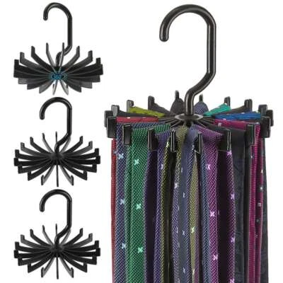 3X Neck Tie Rack 360° Adjustable Hanger Organizer Scarf Belt Hook Storage Holder - Image 1 of 4