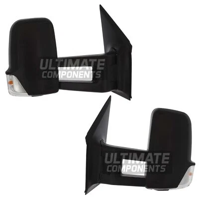 Mercedes Sprinter Chassis Cab 2006-2019 Manual Long Arm Wing Door Mirrors Black - Image 1 of 4