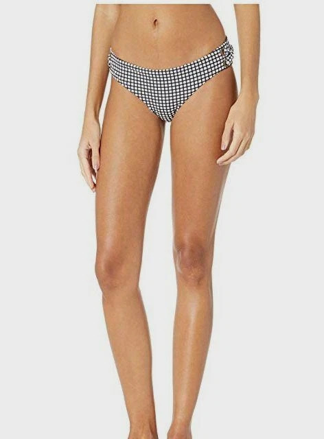 $99 Roxy Traje de baño para mujer Blanco Negro Estampado Cobertura completa Bikini Parte inferior Talla L Foto 1 de 1