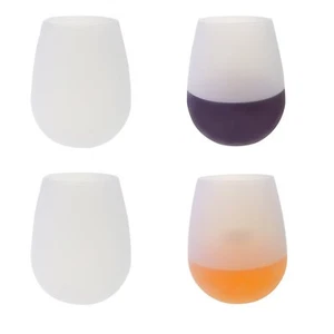 Outdoor Silicone Unbreakable Wine Glass Stemless Beer Whiskey Cups White - Picture 1 of 3