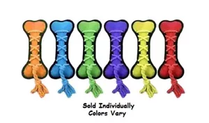 Cross Rope Bone Dog Toys Durable Ballistic Nylon Squeaker Tugs 11.5" Colors Vary - Picture 1 of 8