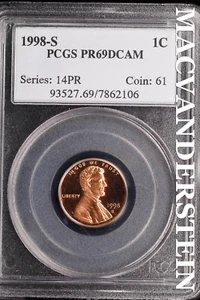 1998-S Lincoln Memorial Cent - PCGS PR69DCAM - Scarce Proof #SLH285 - Picture 1 of 2