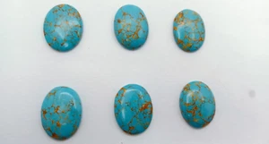AAA+Certified Natural Blue Turquoise Oval shape Loose Gemstone ( 6 pieces ) - Picture 1 of 2