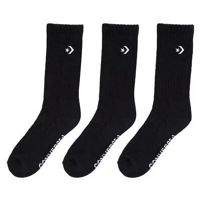 Cons Socks 3 Pack Black Crew SIZE 11-14 Star Chevron Converse Skateboard Sox - image 1 of 4