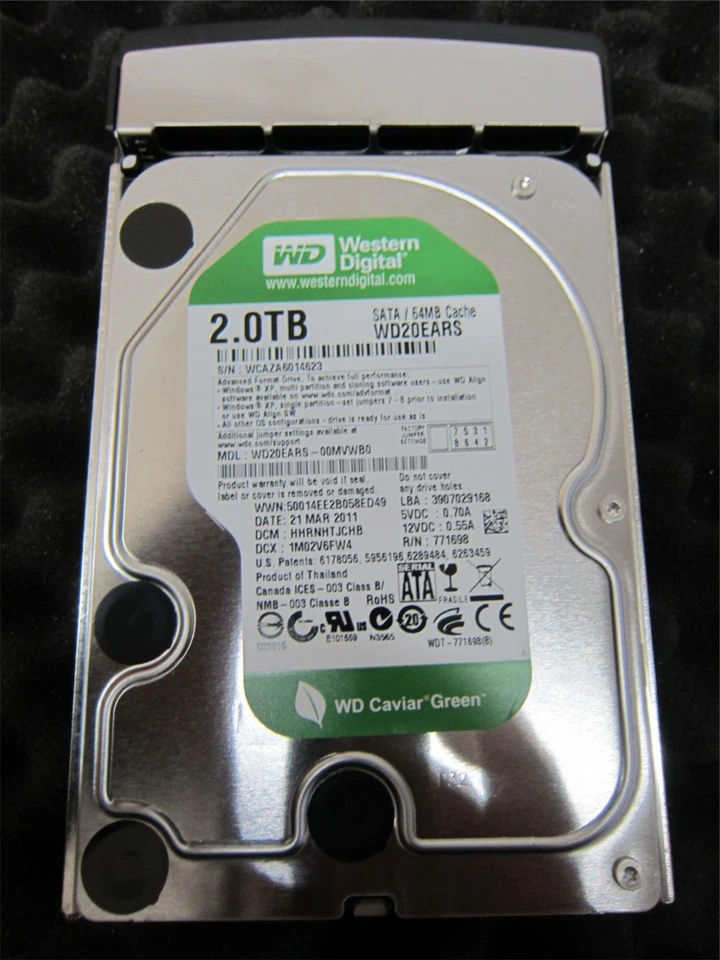 Western Digital Caviar Green 2TB SATA 64Mb Cache WD20EARS-00MVWB0 5400RPM HDD - Image 1 of 3