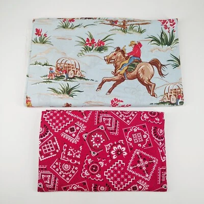 Robert Kaufman "Barn Dandy" Cowboy 1.5 Yards & Red Bandana almost 1 Yard - Image 1 of 4