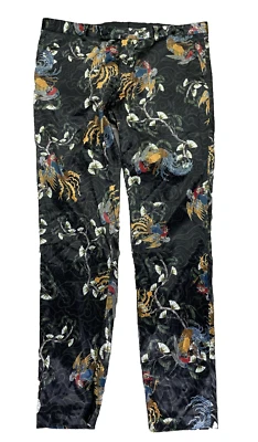 Pantalones Zara Hombre Fiesta Colección A Medida Satén Negro Talla 34 Estampado Asiático Foto 1 de 4