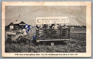 Postcard Springfiled OH c1950s Crawfords Farm Market & Campground US Hwy 40 - Picture 1 of 2