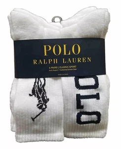 POLO RALPH LAUREN Herren CLASSIC SPORT Fußgewölbestützsocken 6 Paar 6.-12,5 weiß - Bild 1 von 3