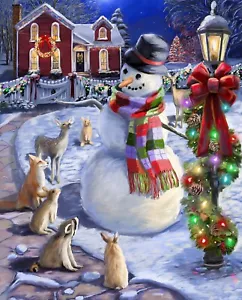 Christmas Eve Snowman Panel 36in David Textiles 36 X 44 Quilt Fabric Panel - Picture 1 of 1