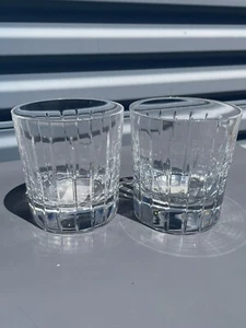 NEW CHRISTOFLE CRYSTAL IRIANA DOUBLE OLD FASHIONED PAIR New No Box 3 5/8" - Picture 1 of 5